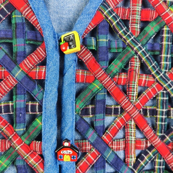 Vintage Oak Hill Patchwork Plaid Vest Apple Buttons Teacher Core Women's L - Picture 4 of 10